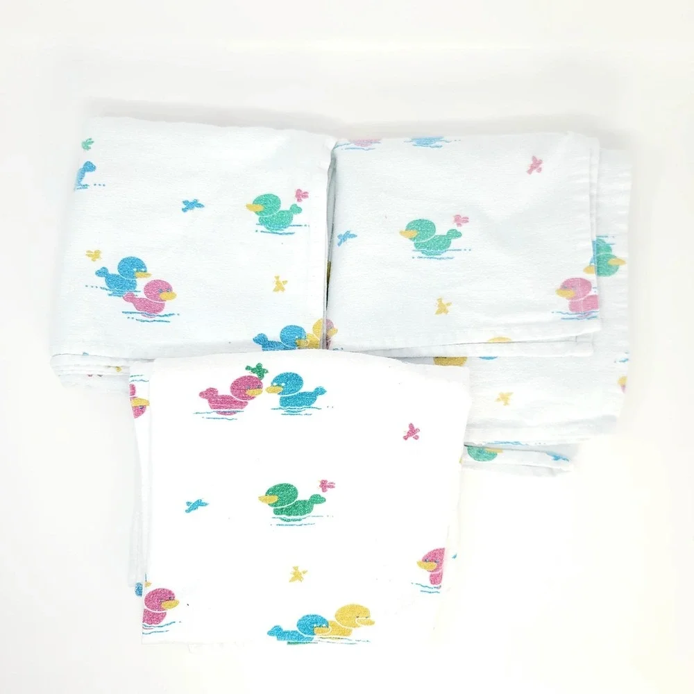 Vintage Lot of 3 Medline Kuddle-Up Hospital Receiving Blankets Duckies Ducks